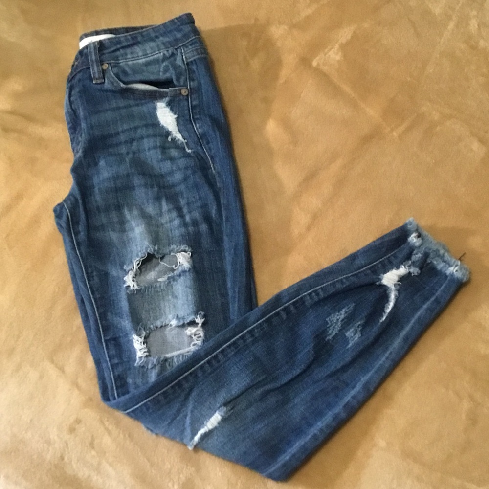 KanCan Distressed Dark Blue Skinny Jeans